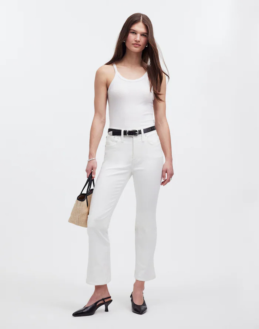 Madewell Petite Kick Out Crop Jeans Pure white P33